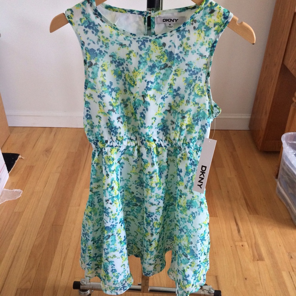 DKNY Girls Spring Floral Chiffon Dress, NWT